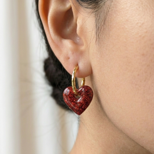 Créoles interchangeables coeur rouge