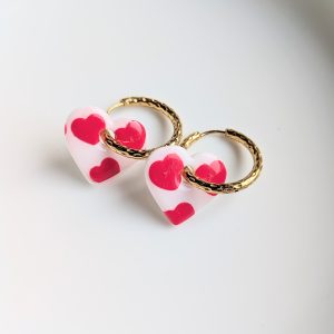 Créoles interchangeables coeur - saint Valentin