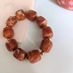 Bracelet perles terracotta & acier inoxydable
