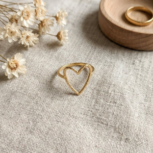 Bague coeur réglable en acier inoxydable