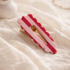 Barrette rayée– Fait main en pâte polymère