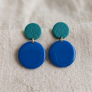 Boucles d’oreilles pendantes Bleu Roi et Vert Émeraude