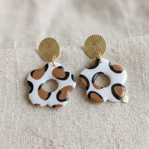Boucles d'Oreilles Flora – Imprimé Léopard & Or