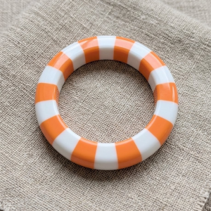 Bracelet Jonc "L'Acidulé" – Rayures Mandarine & Blanc