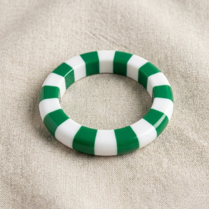 Bracelet Jonc « Le Tonique » – Rayures Chlorophylle & Blanc