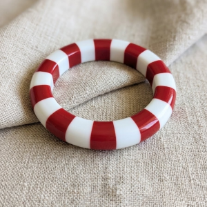 Bracelet Jonc « Le Riviera » – Rayures Rouge Passion & Blanc