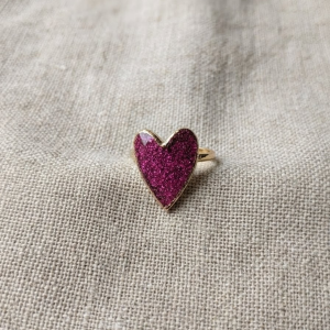 Bague "Cœur Étincelant" – Fuchsia & Or