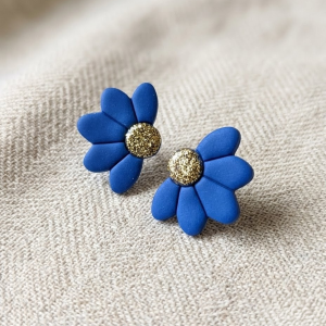 Boucles d'Oreilles "Marguerite Bleue"