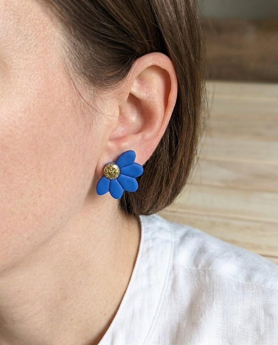 Boucles d'Oreilles "Marguerite Bleue" – Image 2