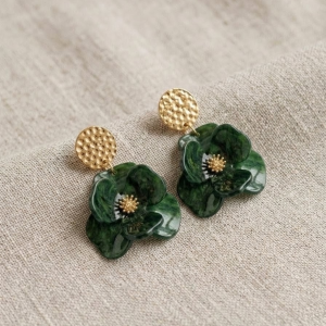 Boucles d'oreilles Fleurs Vertes (Clips) 🌿