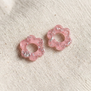 Mini Fleurs Rose Pastel Argentées