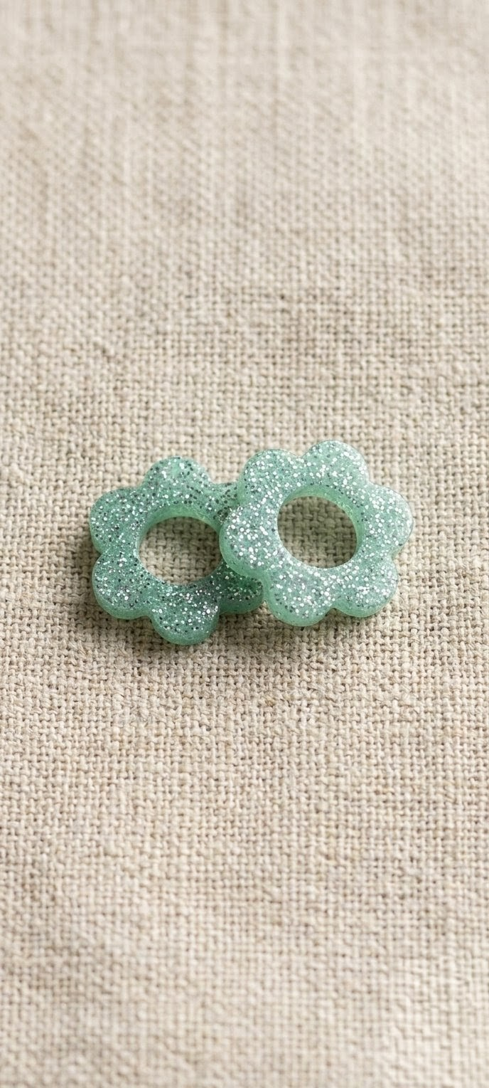 Mini Fleurs Menthe Pailletées