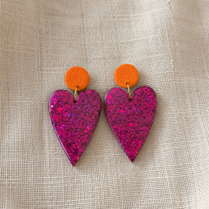 Boucles coeur fushia et orange