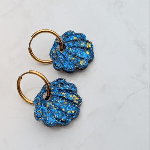 Créoles Coquillage bleu et dorée