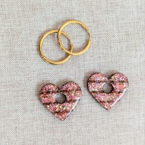 Créoles interchangeables cœur paillettes