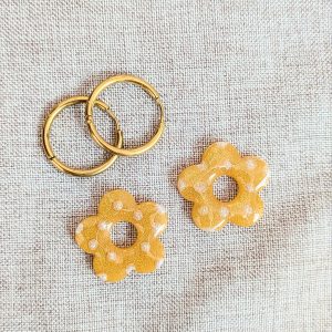 Créoles interchangeables en acier inoxydable – Fleurs en résine