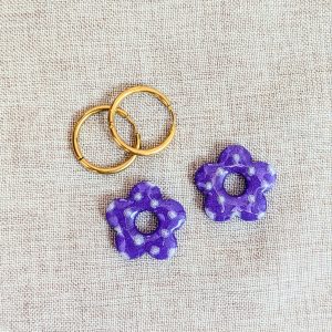 Créoles interchangeables en acier inoxydable – Fleurs en résine