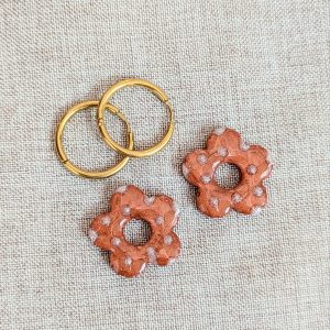 Créoles interchangeables en acier inoxydable – Fleurs en résine