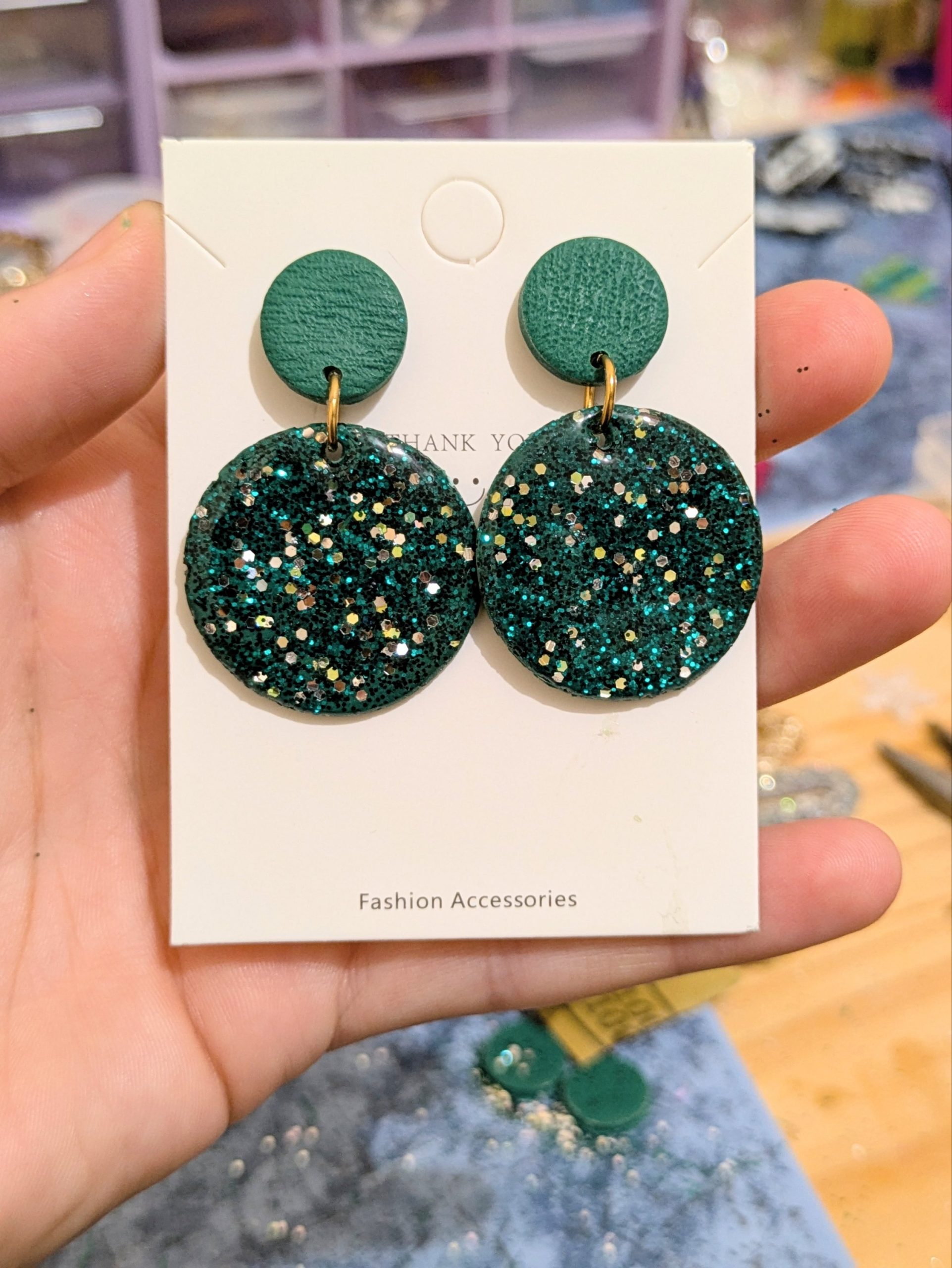 Boucles d'oreilles en pâte polymère - paillettes