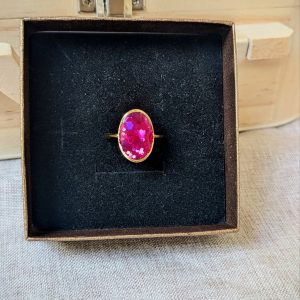 Bague réglable en acier inoxydable et paillettes – Fait main
