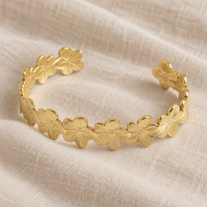 Bracelet fleur en acier inoxydable