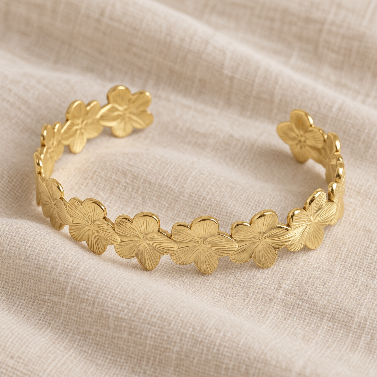 Bracelet fleur en acier inoxydable