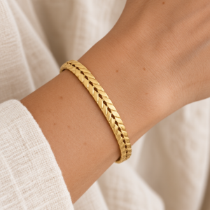 Bracelet jonc doré en acier inoxydable