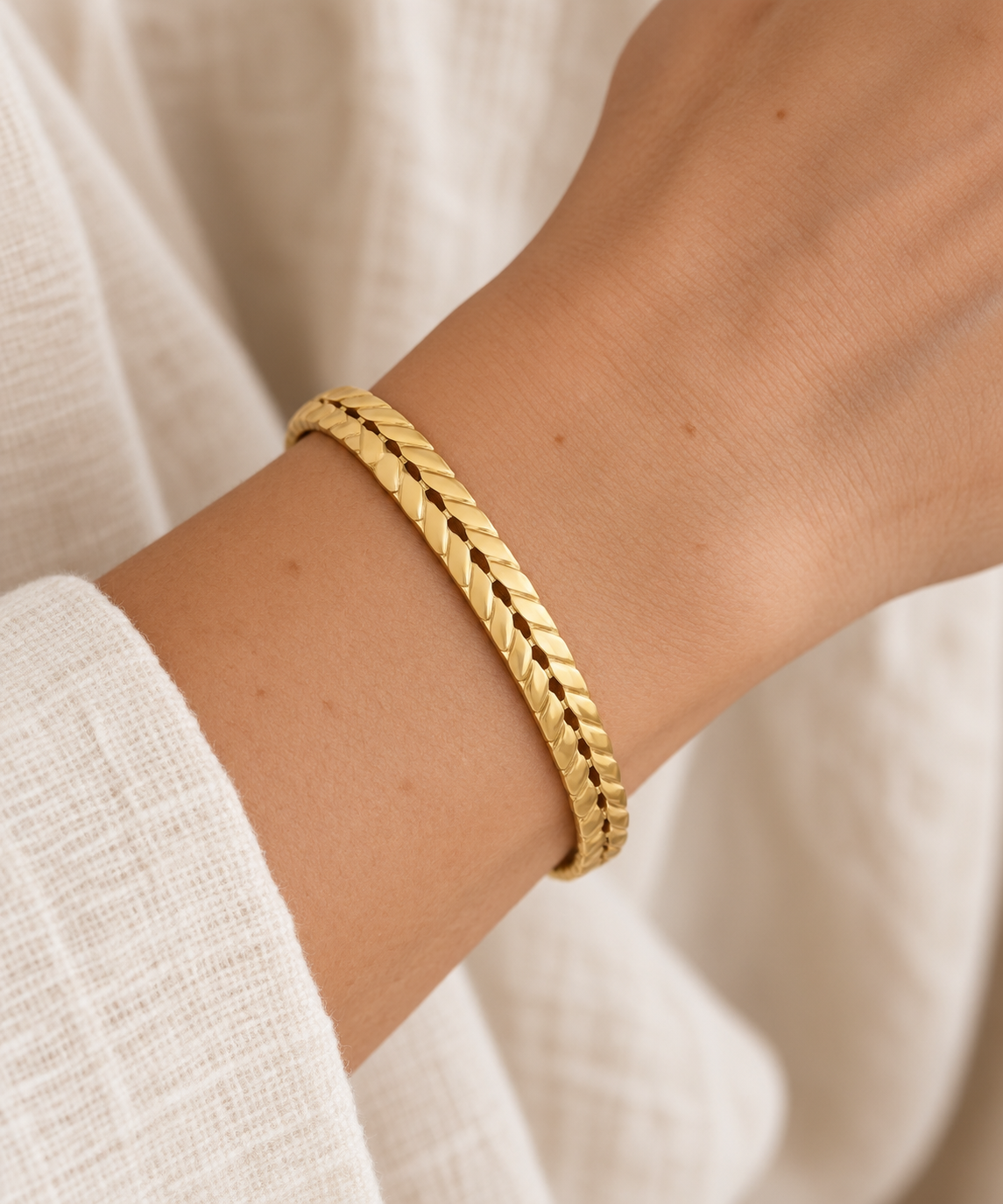 Bracelet jonc doré en acier inoxydable