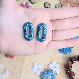 ✨ Pampilles ovales pailletées bleu et vert ✨