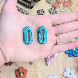 Pampilles ovales pailletées bleu turquoise ✨